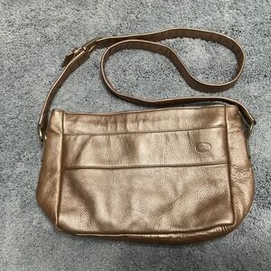 SAS San Antonio Shoemakers Metallic Bronze Leather Crossbody Bag Made in USA